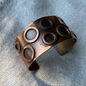 Vintage Copper Cuff Bracelet Circle Design